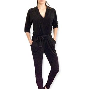 MICHAEL Michael Kors Gorgeous Black Studded Soft Tie Belt Pantsuit-Size XS